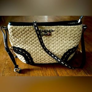 Brighton Woven Straw Jute Leather Crossbody ~